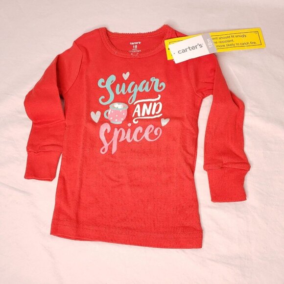 Christmas Pajama Set Sugar and Spice Fleece Cotton Two Pieces Size 18 Months - Picture 2 of 3